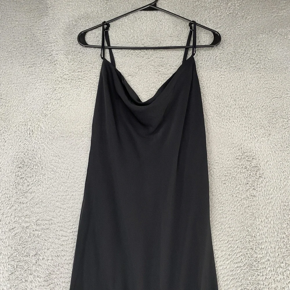 Abercrombie & Fitch Slip Maxi Dress Womens Medium Black Cowl Neck Satin Formal